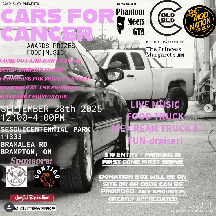 🎀 Cars for Cancer – Breast Cancer Fundraiser Car Meet 🎀 flyer